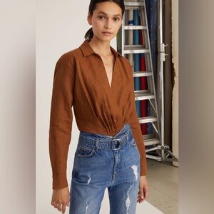 *FLAWED Marissa Webb Linen Shirt in Bourbon XS